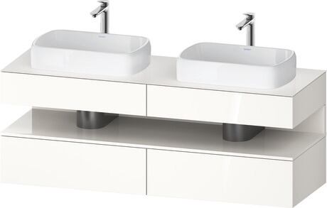 Console vanity unit wall-mounted, QA4779022226010 Front: White High Gloss, Decor, Corpus: White High Gloss, Decor, Console: White High Gloss, Lacquer, Niche lighting Integrated