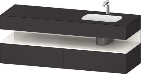 Built-in basin with console vanity unit, QA4796022800000 Front: White High Gloss, Decor, Corpus: Graphite Super Matt, Decor, Console: Graphite Super Matt, Lacquer