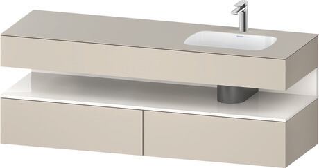 Built-in basin with console vanity unit, QA4796022830000 Front: White High Gloss, Decor, Corpus: taupe Super Matt, Decor, Console: taupe Super Matt, Lacquer