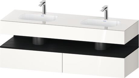 Built-in basin with console vanity unit, QA4797016220000 Front: Black oak Matt, Decor, Corpus: White High Gloss, Decor, Console: White High Gloss, Lacquer