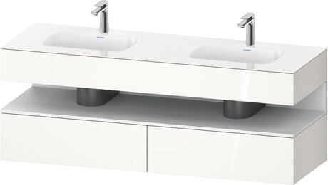 Built-in basin with console vanity unit, QA4797018220000 Front: White Matt, Decor, Corpus: White High Gloss, Decor, Console: White High Gloss, Lacquer