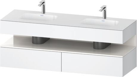 Built-in basin with console vanity unit, QA4797022180000 Front: White High Gloss, Decor, Corpus: White Matt, Decor, Console: White Matt, Lacquer