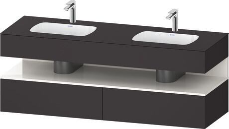 Built-in basin with console vanity unit, QA4797022800000 Front: White High Gloss, Decor, Corpus: Graphite Super Matt, Decor, Console: Graphite Super Matt, Lacquer