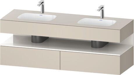 Built-in basin with console vanity unit, QA4797022830000 Front: White High Gloss, Decor, Corpus: taupe Super Matt, Decor, Console: taupe Super Matt, Lacquer