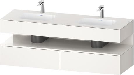 Built-in basin with console vanity unit, QA4797022840000 Front: White High Gloss, Decor, Corpus: White Super Matt, Decor, Console: White Super Matt, Lacquer