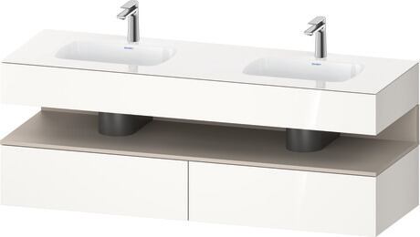 Built-in basin with console vanity unit, QA4797091220000 Front: taupe Matt, Decor, Corpus: White High Gloss, Decor, Console: White High Gloss, Lacquer