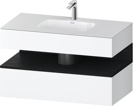 Built-in basin with console vanity unit, QA4786016180000 Front: Black oak Matt, Decor, Corpus: White Matt, Decor, Console: White Matt, Lacquer