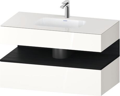 Built-in basin with console vanity unit, QA4786016220000 Front: Black oak Matt, Decor, Corpus: White High Gloss, Decor, Console: White High Gloss, Lacquer