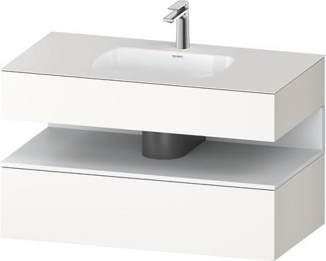 Built-in basin with console vanity unit, QA4786018840000 Front: White Matt, Decor, Corpus: White Super Matt, Decor, Console: White Super Matt, Lacquer