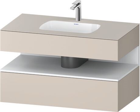 Built-in basin with console vanity unit, QA4786018910000 Front: White Matt, Decor, Corpus: taupe Matt, Decor, Console: taupe Matt, Lacquer