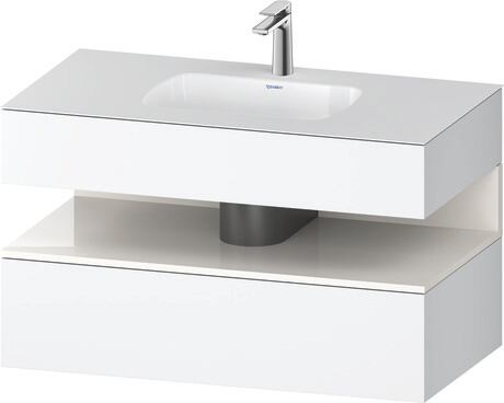 Built-in basin with console vanity unit, QA4786022180000 Front: White High Gloss, Decor, Corpus: White Matt, Decor, Console: White Matt, Lacquer