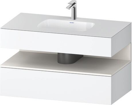 Built-in basin with console vanity unit, QA4786084180000 Front: White Super Matt, Decor, Corpus: White Matt, Decor, Console: White Matt, Lacquer