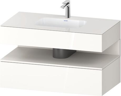 Built-in basin with console vanity unit, QA4786084220000 Front: White Super Matt, Decor, Corpus: White High Gloss, Decor, Console: White High Gloss, Lacquer