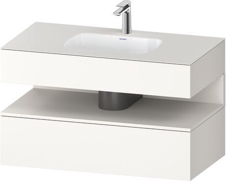Built-in basin with console vanity unit, QA4786084847010 Front: White Super Matt, Decor, Corpus: White Super Matt, Decor, Console: White Super Matt, Lacquer, Niche lighting Integrated