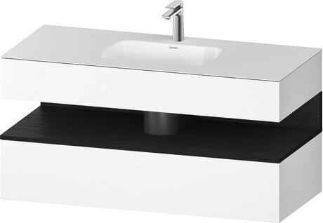 Built-in basin with console vanity unit, QA4787016180000 Front: Black oak Matt, Decor, Corpus: White Matt, Decor, Console: White Matt, Lacquer