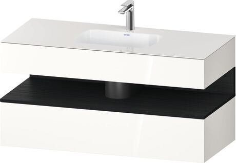 Built-in basin with console vanity unit, QA4787016220000 Front: Black oak Matt, Decor, Corpus: White High Gloss, Decor, Console: White High Gloss, Lacquer