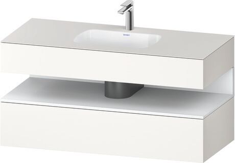 Built-in basin with console vanity unit, QA4787018840000 Front: White Matt, Decor, Corpus: White Super Matt, Decor, Console: White Super Matt, Lacquer