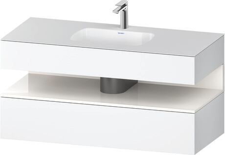 Built-in basin with console vanity unit, QA4787022180000 Front: White High Gloss, Decor, Corpus: White Matt, Decor, Console: White Matt, Lacquer