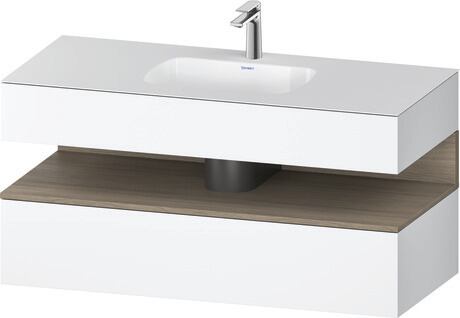 Built-in basin with console vanity unit, QA4787035180000 Front: Oak terra Matt, Decor, Corpus: White Matt, Decor, Console: White Matt, Lacquer