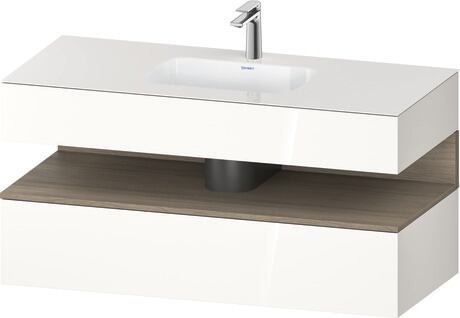 Built-in basin with console vanity unit, QA4787035220000 Front: Oak terra Matt, Decor, Corpus: White High Gloss, Decor, Console: White High Gloss, Lacquer