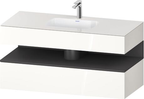 Built-in basin with console vanity unit, QA4787049220000 Front: Graphite Matt, Decor, Corpus: White High Gloss, Decor, Console: White High Gloss, Lacquer