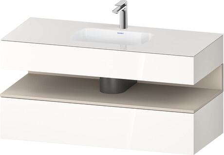 Built-in basin with console vanity unit, QA4787083220000 Front: taupe Super Matt, Decor, Corpus: White High Gloss, Decor, Console: White High Gloss, Lacquer