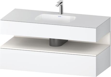 Built-in basin with console vanity unit, QA4787084180000 Front: White Super Matt, Decor, Corpus: White Matt, Decor, Console: White Matt, Lacquer