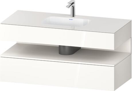 Built-in basin with console vanity unit, QA4787084220000 Front: White Super Matt, Decor, Corpus: White High Gloss, Decor, Console: White High Gloss, Lacquer