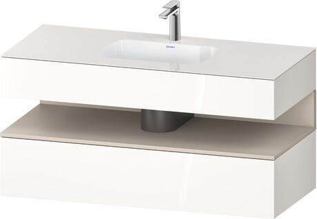 Built-in basin with console vanity unit, QA4787091220000 Front: taupe Matt, Decor, Corpus: White High Gloss, Decor, Console: White High Gloss, Lacquer
