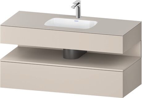 Built-in basin with console vanity unit, QA4787091916010 Front: taupe Matt, Decor, Corpus: taupe Matt, Decor, Console: taupe Matt, Lacquer, Niche lighting Integrated