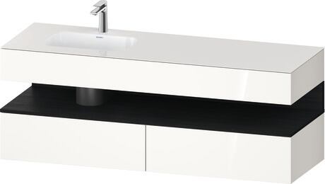 Built-in basin with console vanity unit, QA4795016220000 Front: Black oak Matt, Decor, Corpus: White High Gloss, Decor, Console: White High Gloss, Lacquer