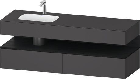 Built-in basin with console vanity unit, QA4795016490000 Front: Black oak Matt, Decor, Corpus: Graphite Matt, Decor, Console: Graphite Matt, Lacquer