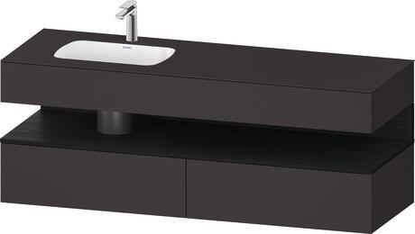 Built-in basin with console vanity unit, QA4795016800000 Front: Black oak Matt, Decor, Corpus: Graphite Super Matt, Decor, Console: Graphite Super Matt, Lacquer