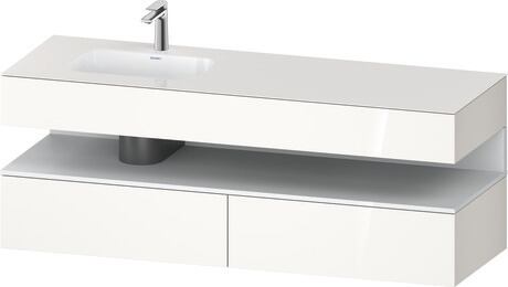 Built-in basin with console vanity unit, QA4795018220000 Front: White Matt, Decor, Corpus: White High Gloss, Decor, Console: White High Gloss, Lacquer