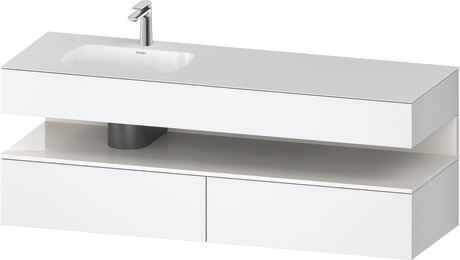 Built-in basin with console vanity unit, QA4795022180000 Front: White High Gloss, Decor, Corpus: White Matt, Decor, Console: White Matt, Lacquer