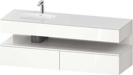 Built-in basin with console vanity unit, QA4795022220000 Front: White High Gloss, Decor, Corpus: White High Gloss, Decor, Console: White High Gloss, Lacquer