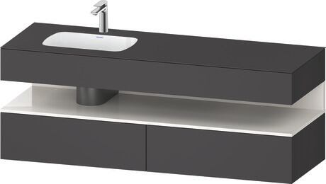 Built-in basin with console vanity unit, QA4795022490000 Front: White High Gloss, Decor, Corpus: Graphite Matt, Decor, Console: Graphite Matt, Lacquer