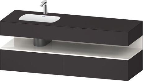 Built-in basin with console vanity unit, QA4795022800000 Front: White High Gloss, Decor, Corpus: Graphite Super Matt, Decor, Console: Graphite Super Matt, Lacquer