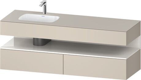 Built-in basin with console vanity unit, QA4795022830000 Front: White High Gloss, Decor, Corpus: taupe Super Matt, Decor, Console: taupe Super Matt, Lacquer