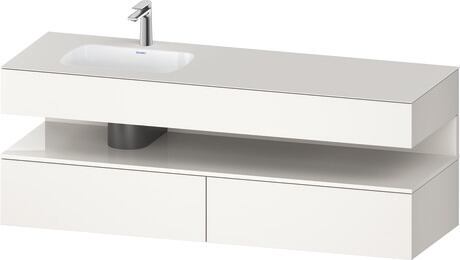 Built-in basin with console vanity unit, QA4795022840000 Front: White High Gloss, Decor, Corpus: White Super Matt, Decor, Console: White Super Matt, Lacquer