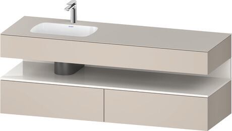 Built-in basin with console vanity unit, QA4795022910000 Front: White High Gloss, Decor, Corpus: taupe Matt, Decor, Console: taupe Matt, Lacquer