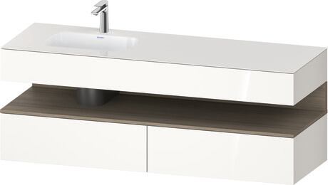 Built-in basin with console vanity unit, QA4795035220000 Front: Oak terra Matt, Decor, Corpus: White High Gloss, Decor, Console: White High Gloss, Lacquer