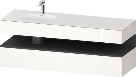 Built-in basin with console vanity unit, QA4795049220000 Front: Graphite Matt, Decor, Corpus: White High Gloss, Decor, Console: White High Gloss, Lacquer