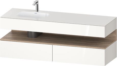 Built-in basin with console vanity unit, QA4795055220000 Front: Marbled Oak Matt, Decor, Corpus: White High Gloss, Decor, Console: White High Gloss, Lacquer