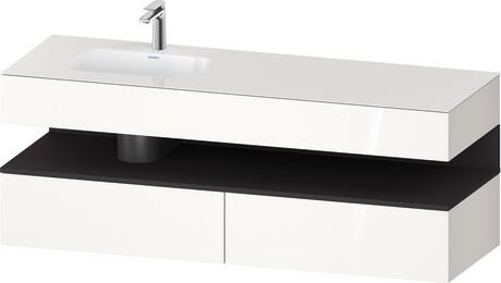 Built-in basin with console vanity unit, QA4795080220000 Front: Graphite Super Matt, Decor, Corpus: White High Gloss, Decor, Console: White High Gloss, Lacquer