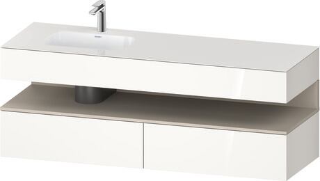 Built-in basin with console vanity unit, QA4795083220000 Front: taupe Super Matt, Decor, Corpus: White High Gloss, Decor, Console: White High Gloss, Lacquer
