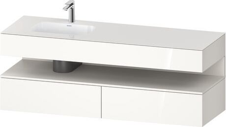 Built-in basin with console vanity unit, QA4795084220000 Front: White Super Matt, Decor, Corpus: White High Gloss, Decor, Console: White High Gloss, Lacquer