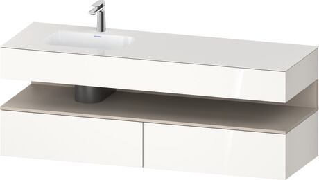 Built-in basin with console vanity unit, QA4795091220000 Front: taupe Matt, Decor, Corpus: White High Gloss, Decor, Console: White High Gloss, Lacquer