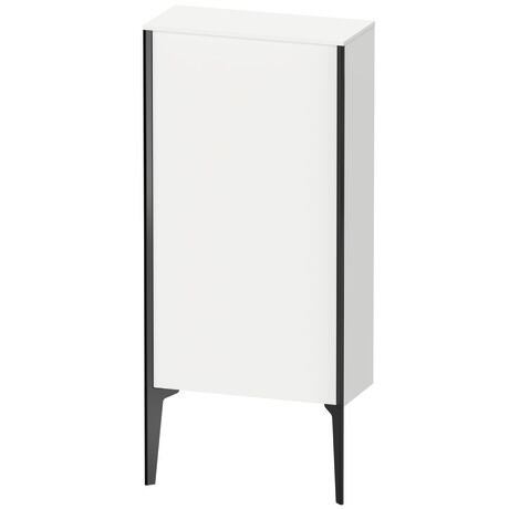 Semi-tall cabinet, XV1306LB284 Hinge position: Left, White Super Matt, Decor, Profile colour: Black, Profile: Black