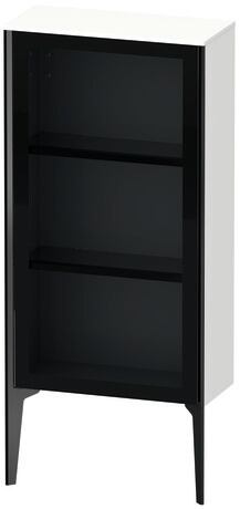 Semi-tall cabinet, XV1361LB284 Hinge position: Left, Front: Parsol grey, Corpus: White Super Matt, Decor, Profile colour: Black, Profile: Black